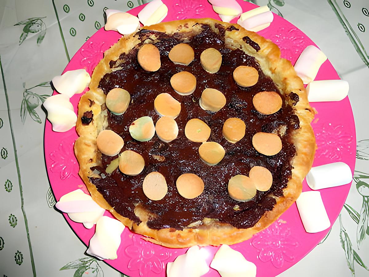 recette PIZZA CREME DE MARRON BANANE CHOCOLAT CHAMALLOW DE NICOLASE