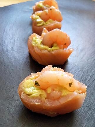 recette Sushi de saumon à l'avocat et crevettes