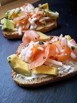 recette Bruschetta fraicheur à l'avocat et surimi