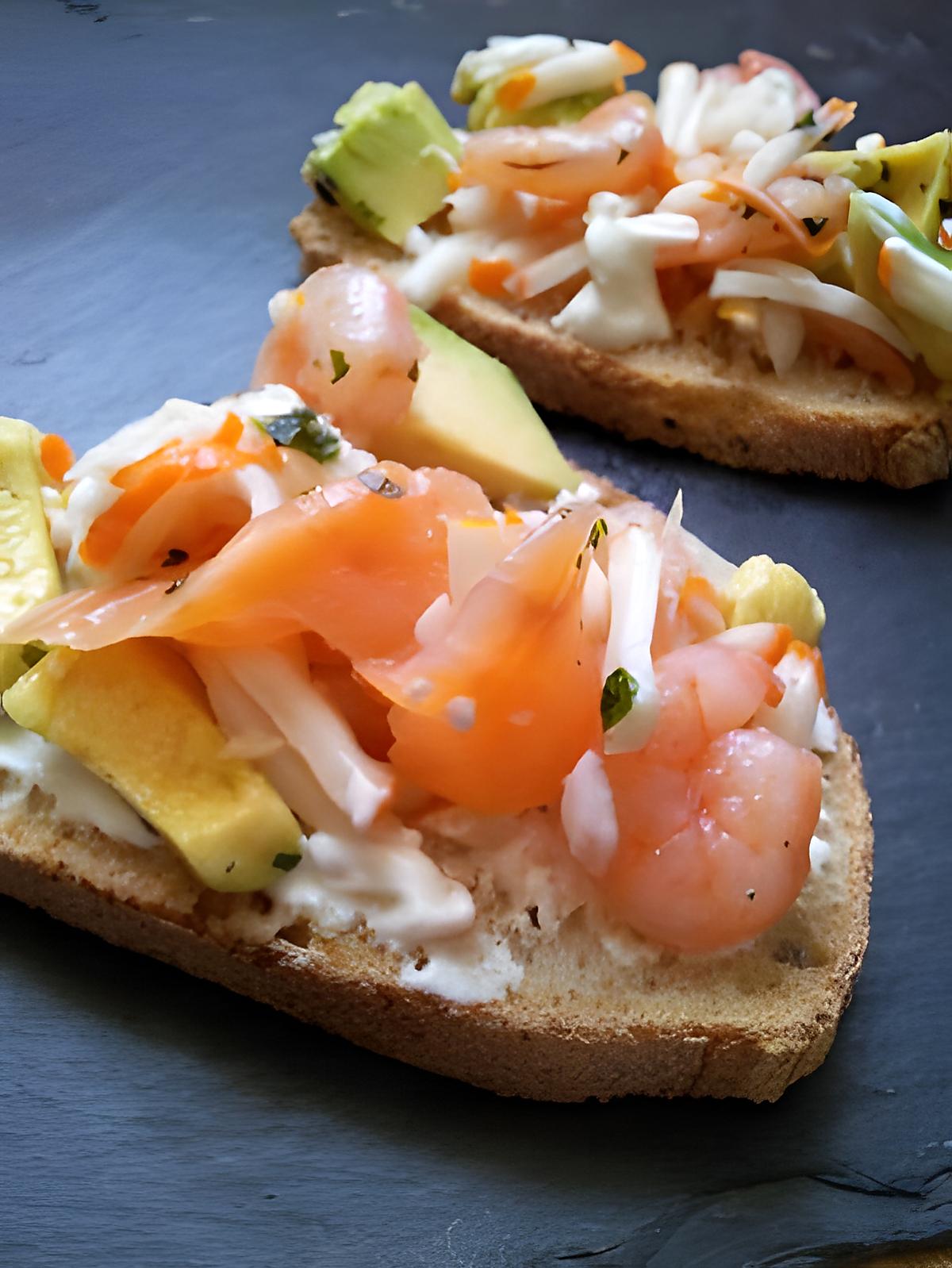 recette Bruschetta fraicheur à l'avocat et surimi