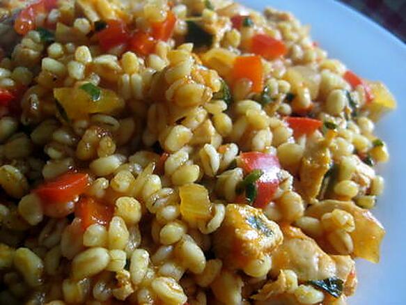 Recette de Blé Ebly au poulet et poivron rouge