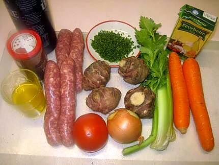 recette Saucisses de Toulouse aux topinambours.
