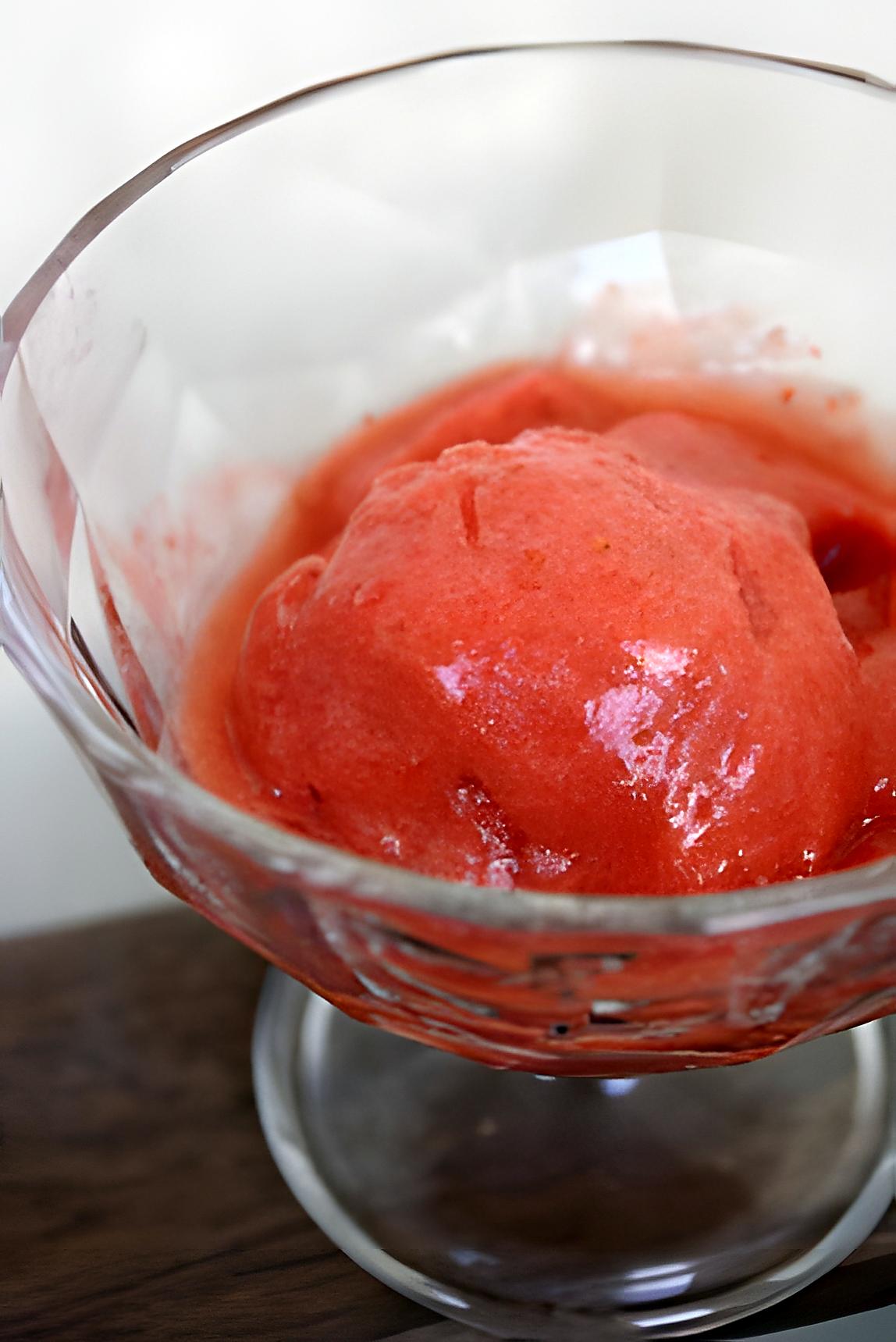 recette Sorbet fraise rhubarbe