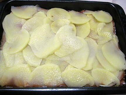 recette Gratin de pommes de terre au hachis de viandes.