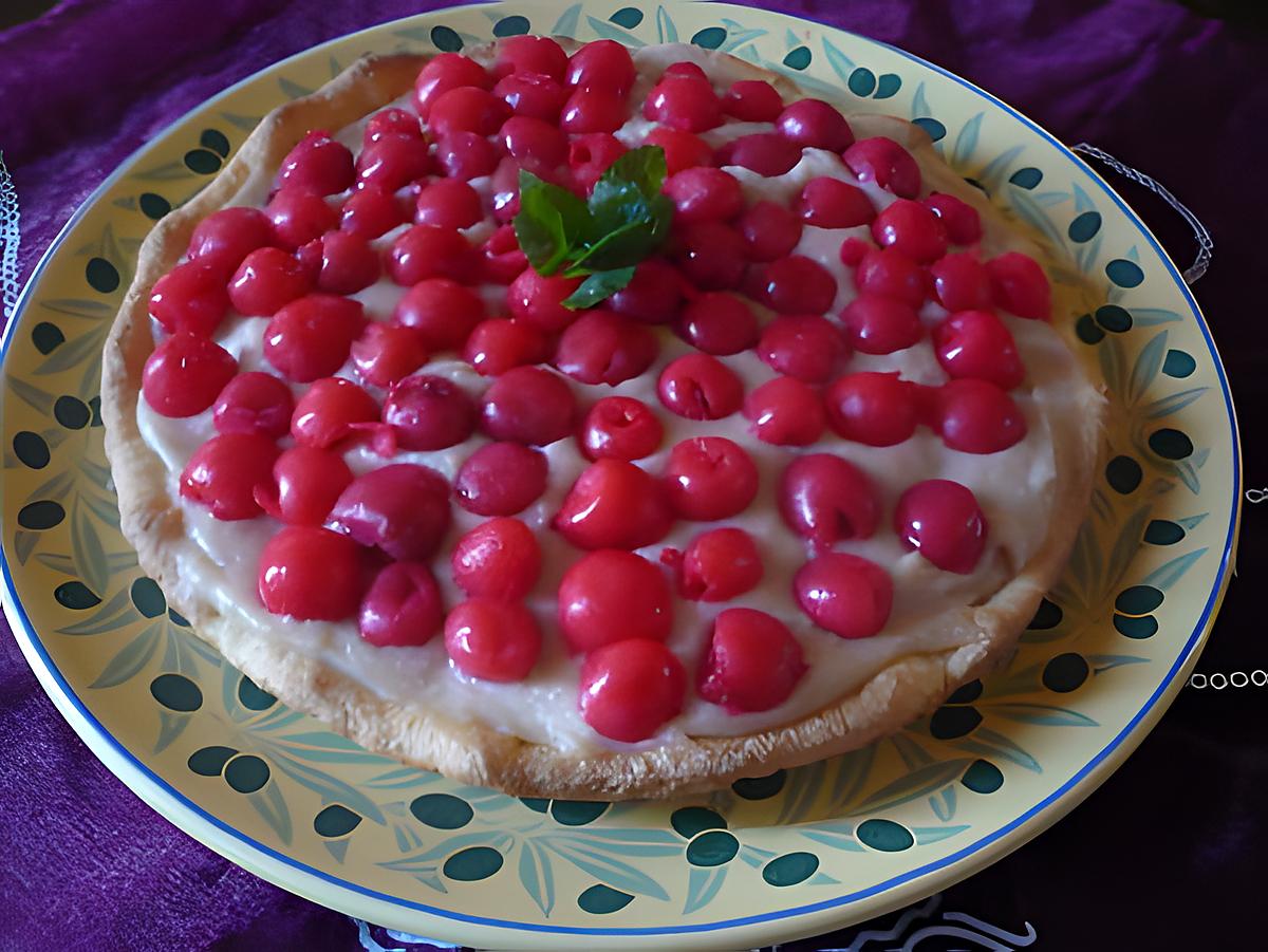 recette Tarte crème pâtissière/cerises au sirop