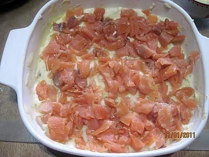 recette Purée de pommes de terre au saumon rose gratinée.