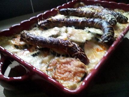 recette Gratin de courgettes aux merguez