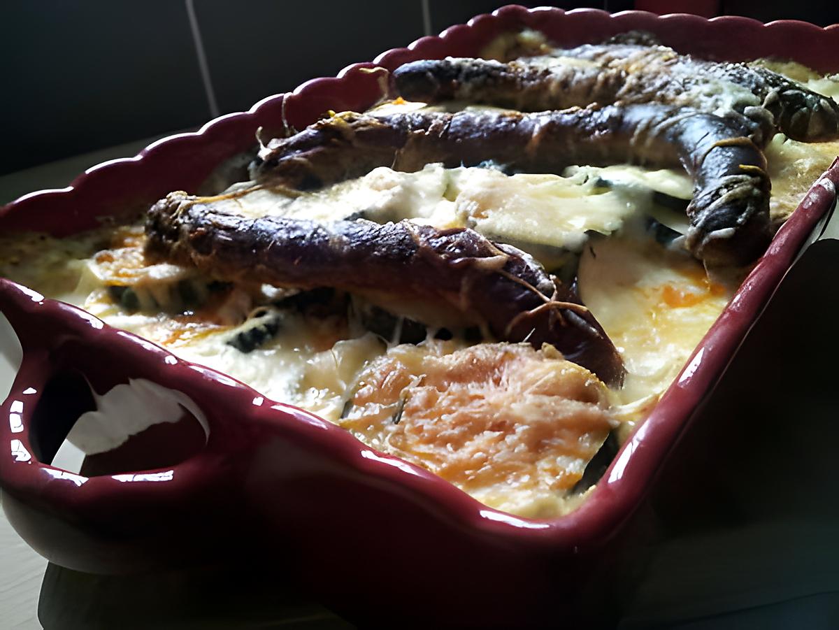 recette Gratin de courgettes aux merguez