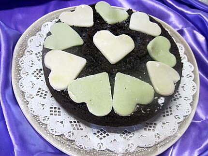 recette Gâteau au chocolat avec des petits coeurs.