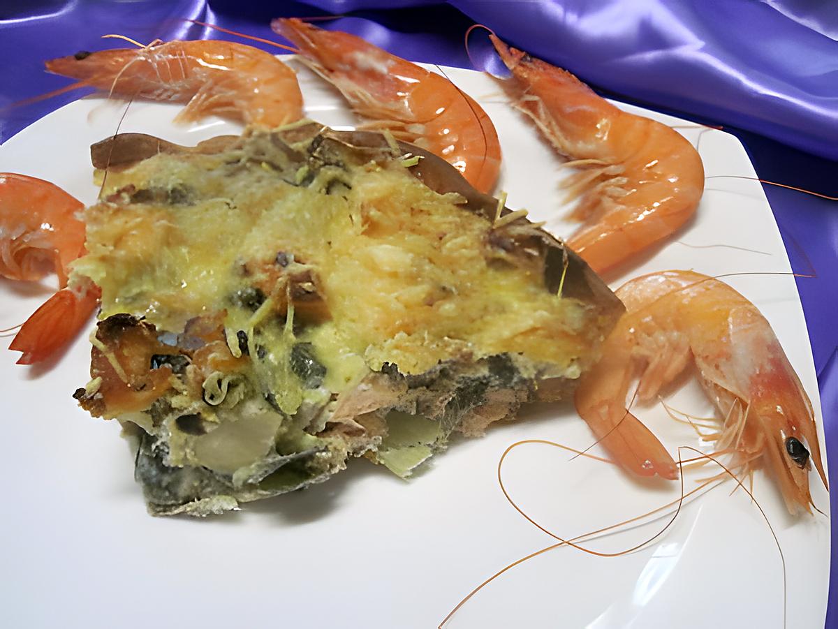 recette quiche aux poireaux et saumon rose.