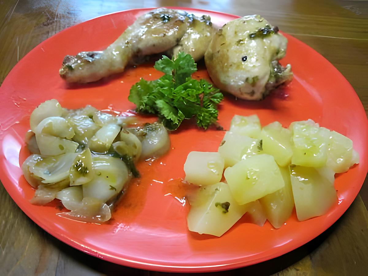 recette Poulet aux petits oignons blancs.