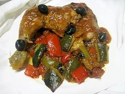 recette Cuisses de poulet aux légumes de saison.