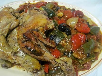 recette Cuisses de poulet aux légumes de saison.