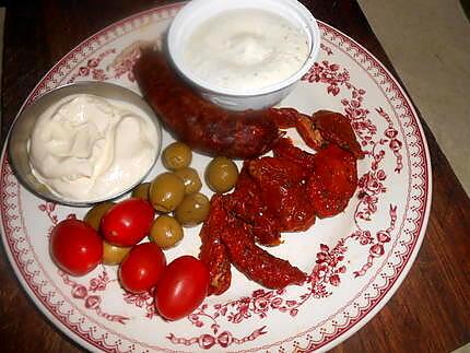 recette Verrine boursin tomates séchées,chorizo