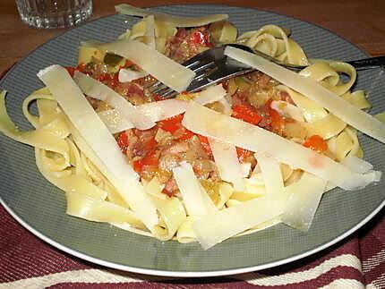 recette tagliatèles aux endives et aux poivrons