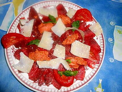 recette Carpaccio de boeuf au pesto rosso