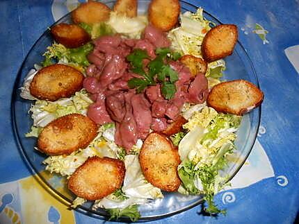 recette Salade de gesiers et croutons de parmesan