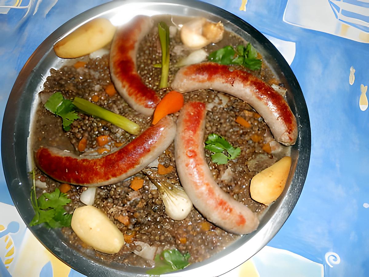 recette Saucisses campagnardes aux lentilles du puy