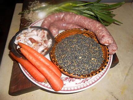 recette Saucisses campagnardes aux lentilles du puy