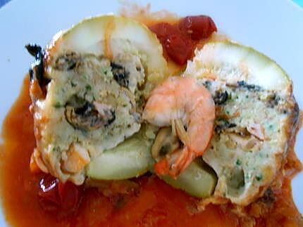 recette COURGETTES  FARCIES  AUX  FRUITS  DE  MER