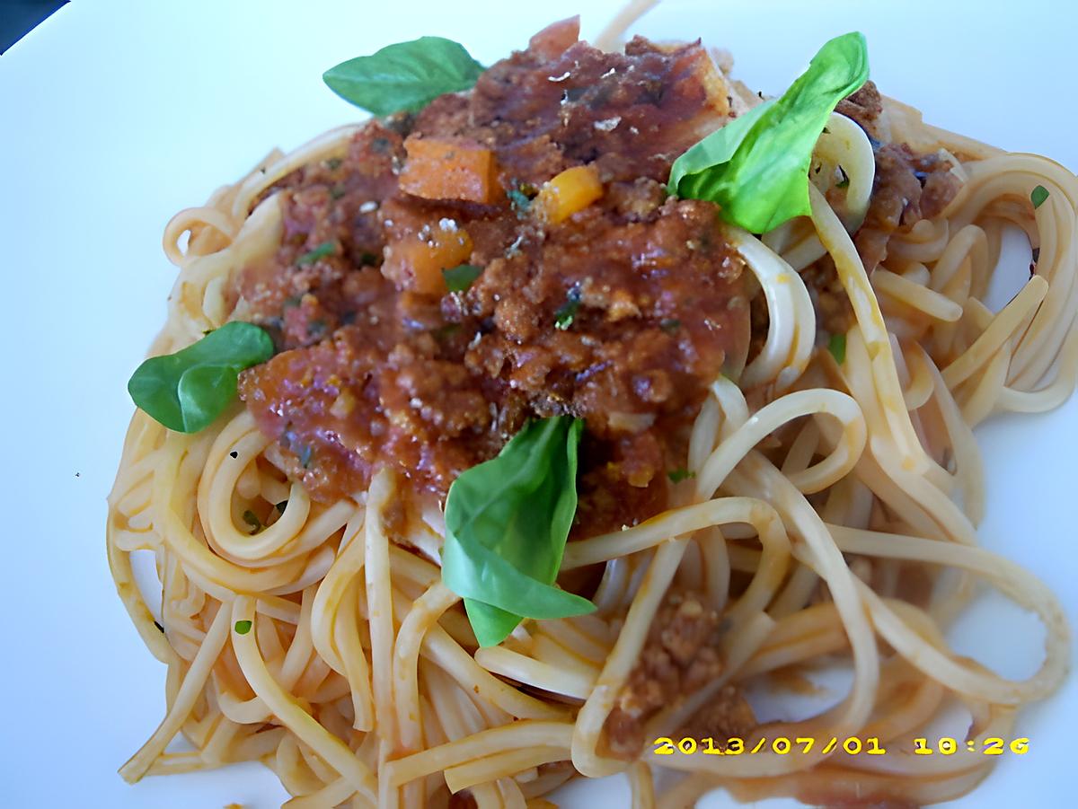 recette mes spaghettis bolognaise au basilic