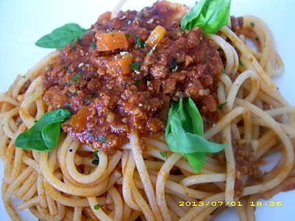 recette mes spaghettis bolognaise au basilic