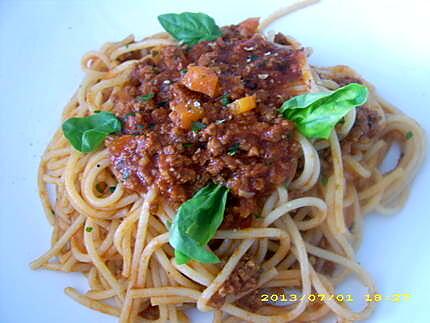 recette mes spaghettis bolognaise au basilic