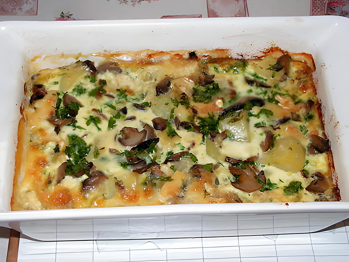 recette Gratin au camembert et aux champignons