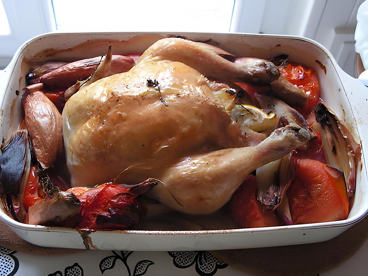 recette Poulet rôti aux échalottes et tomates