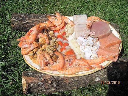 recette Paella aux fruits de mer et poissons.au jardin.