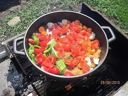 recette Paella aux fruits de mer et poissons.au jardin.