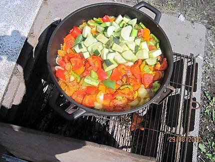 recette Paella aux fruits de mer et poissons.au jardin.