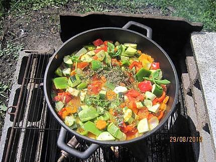 recette Paella aux fruits de mer et poissons.au jardin.