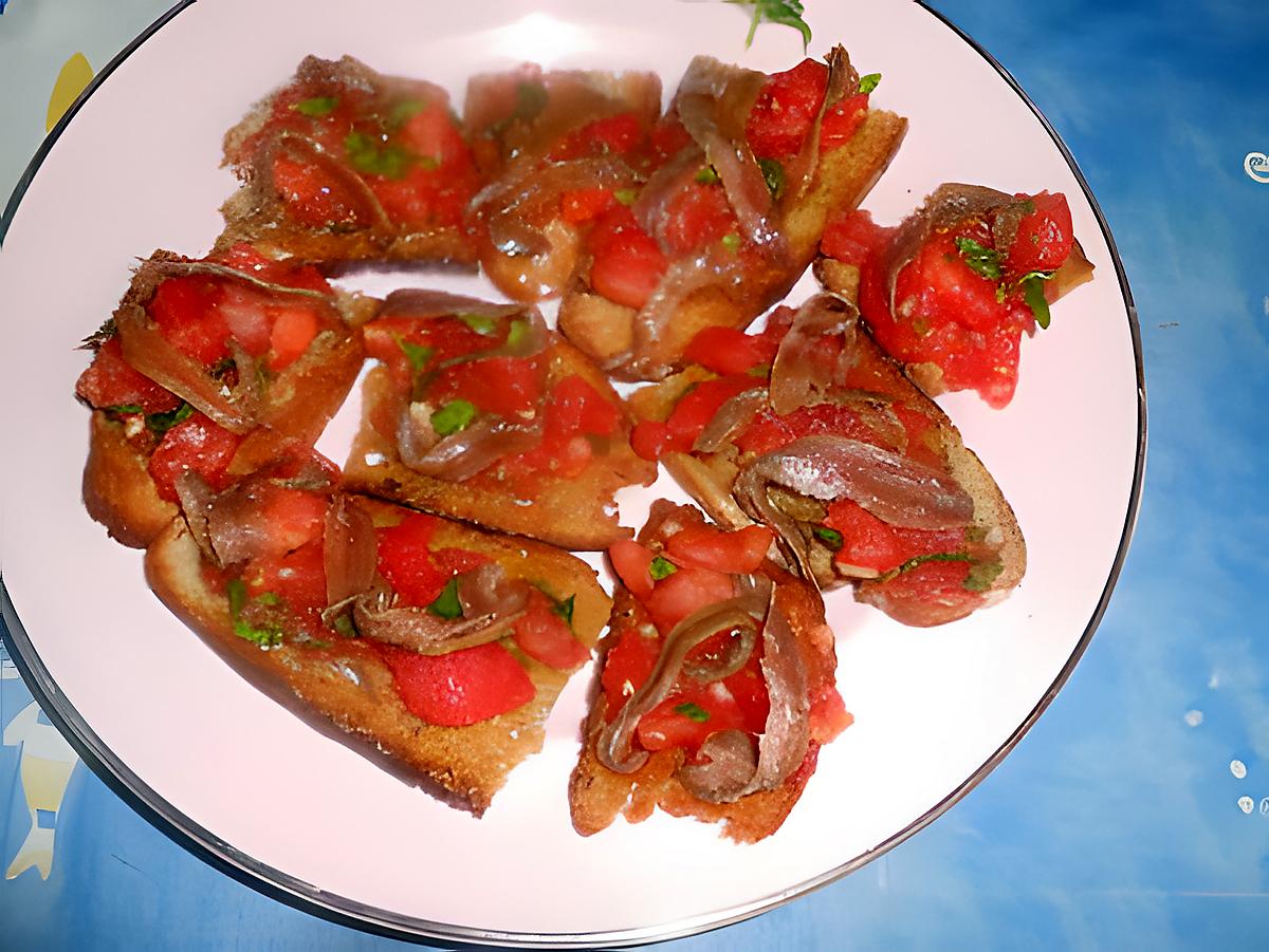 recette Tartines de tomates aux anchois