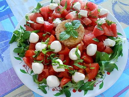 recette SALADE  AUX  COULEURS  DE   L'ITALIE