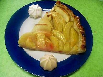 recette Tarte aux pêches et pommes nature.