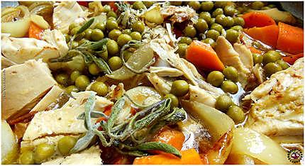 recette JARDINIERE DE POIS GOURMANTS POULET & SAUGE