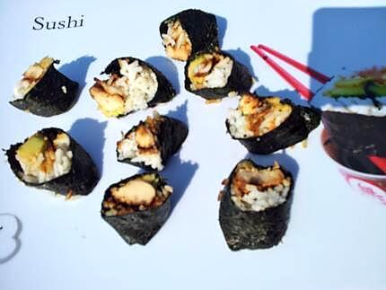 recette Sushi au poulet et avocat