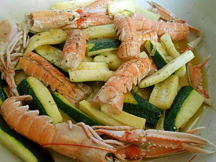 recette TAGLIOLINI  CON  SCAMPI  E   ZUCCHINE