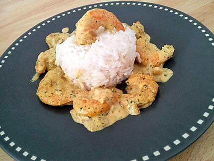 recette Sautés de crevettes au lait de coco et curry