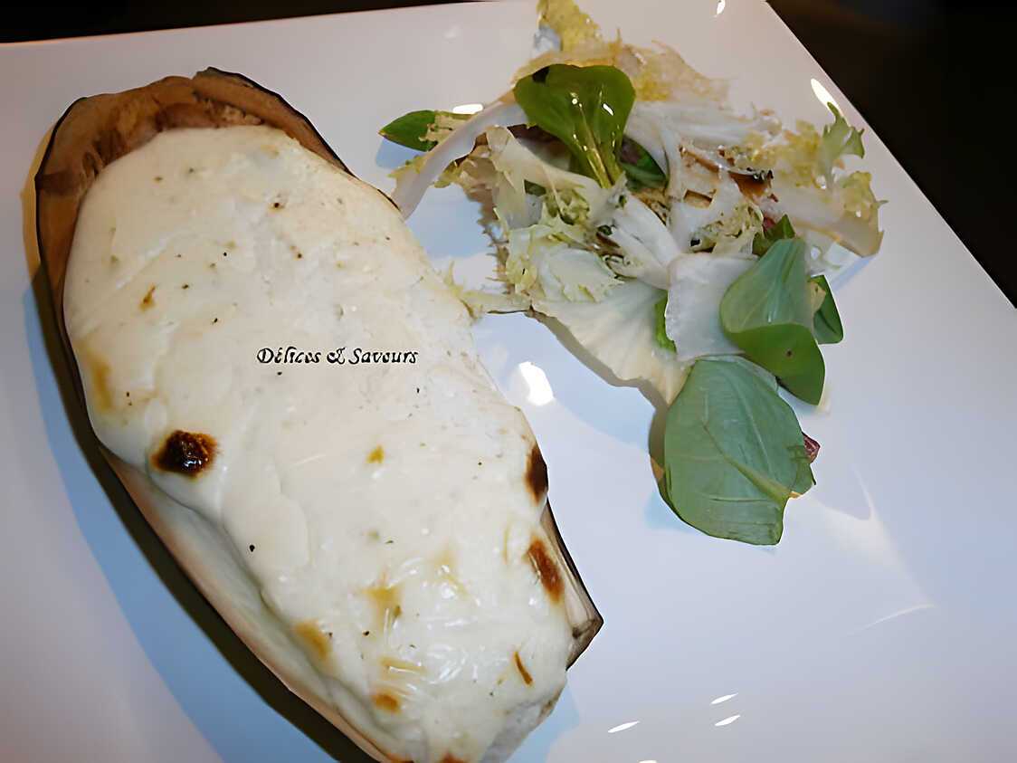 Aubergine farcie au chèvre frais