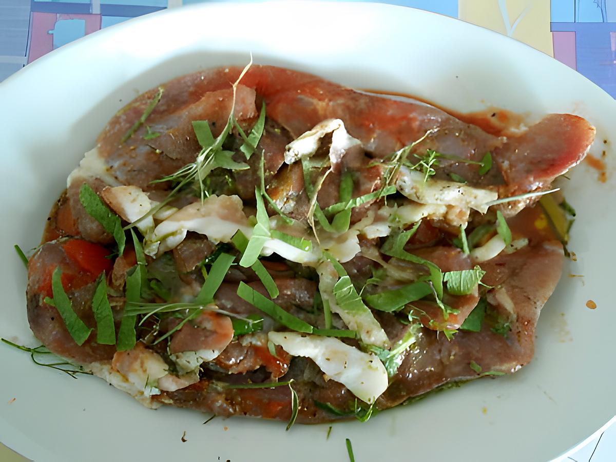 recette GRILLADE  DE DINDE   AUX HERBES ET CONCASSEE DE TOMATES.