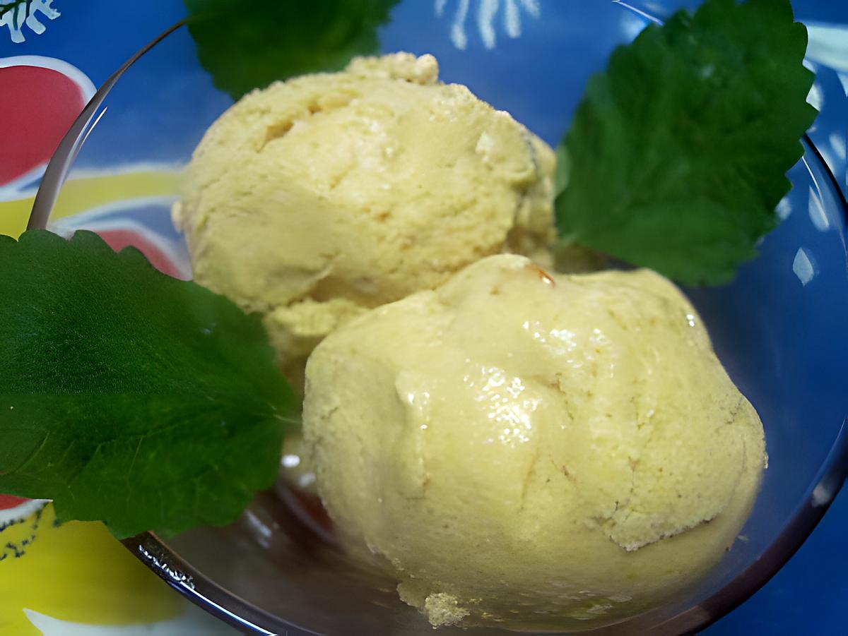 recette Recette.Glace aux pêches- abricots, lait concentré. de la tite moi.