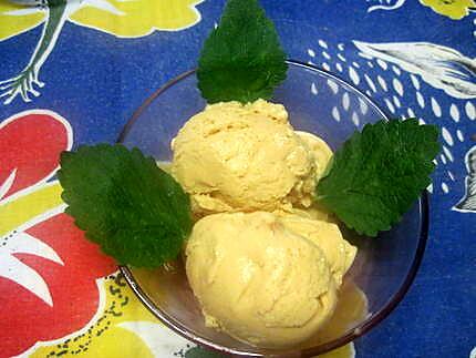 recette Recette.Glace aux pêches- abricots, lait concentré. de la tite moi.