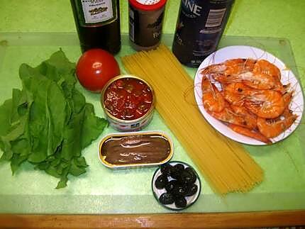 recette Spaghettis à l'oseille aux crevettes.