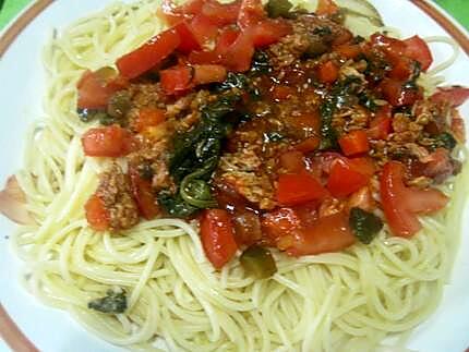 recette Spaghettis à l'oseille aux crevettes.