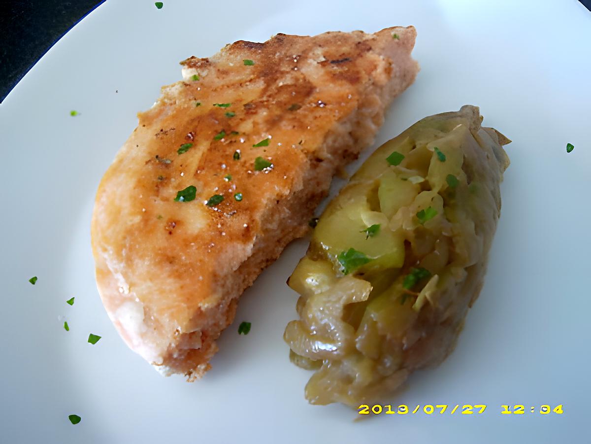 recette demi médaillon de saumon, écrasé de courgette (diététique)