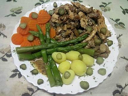 recette Emincé de poulet aux trio de légumes