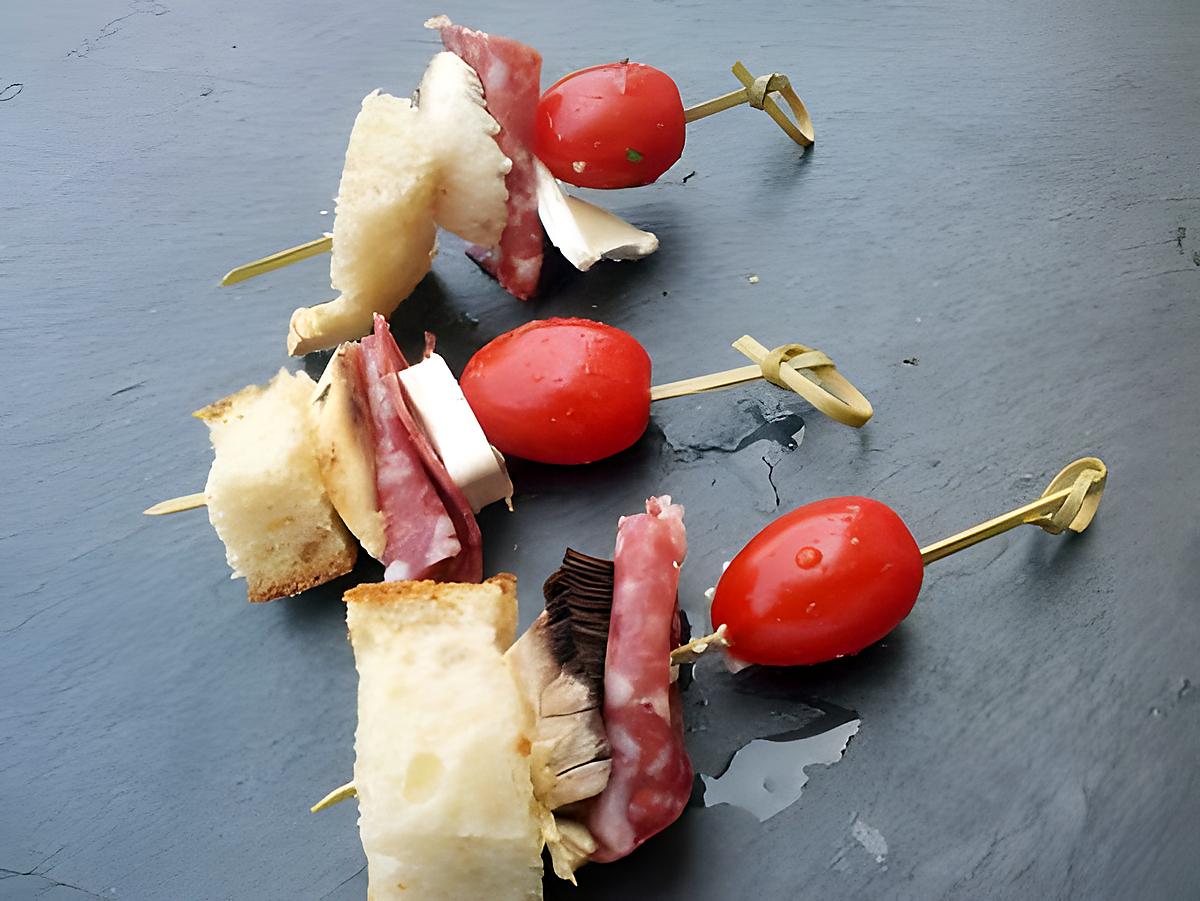 recette Brochettes aperitives campagnarde