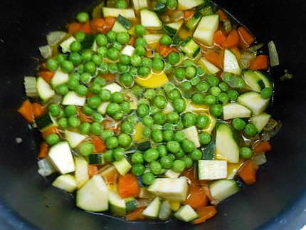 recette RISOTTO SAUCISSSE  ET  PETITS LEGUMES